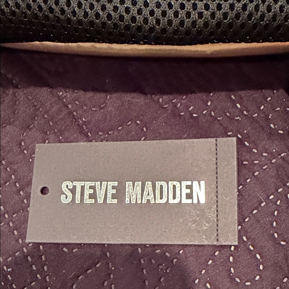 Steve Madden Quilted Metallic Gold and Black Backpack Set. - Picture 2 of 14